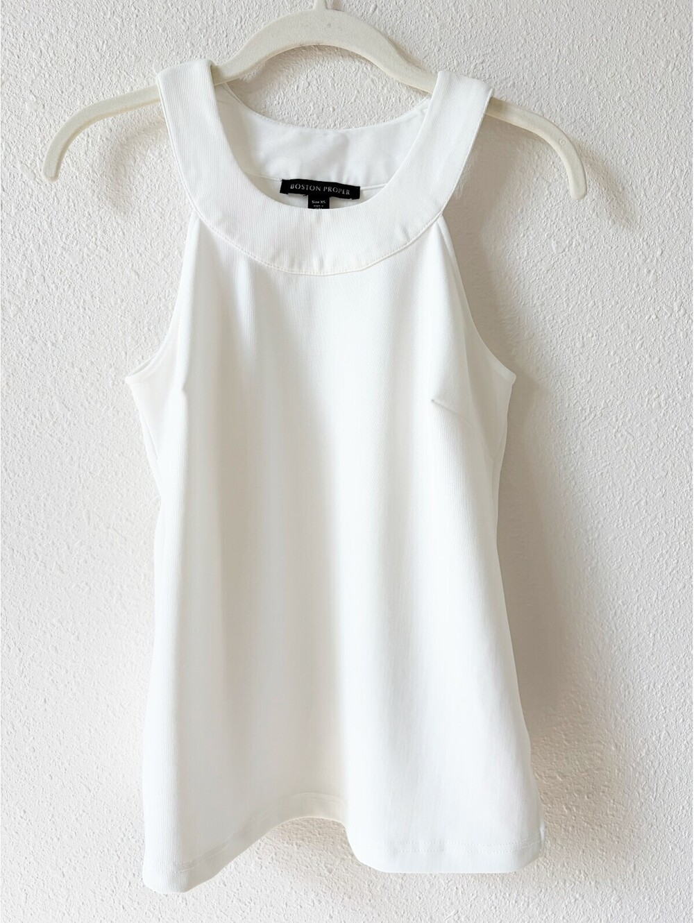 Boston Proper Stretch Nylon Tank Top White Size XS Neutral Coastal Casual
